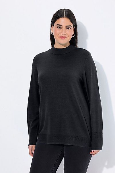 Ulla Popken Strickpullover Pullover Stehkragen Langarm Rippbündchen günstig online kaufen