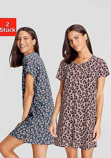 Vivance Dreams Sleepshirt, (2er-Pack), mit Leo-Muster günstig online kaufen