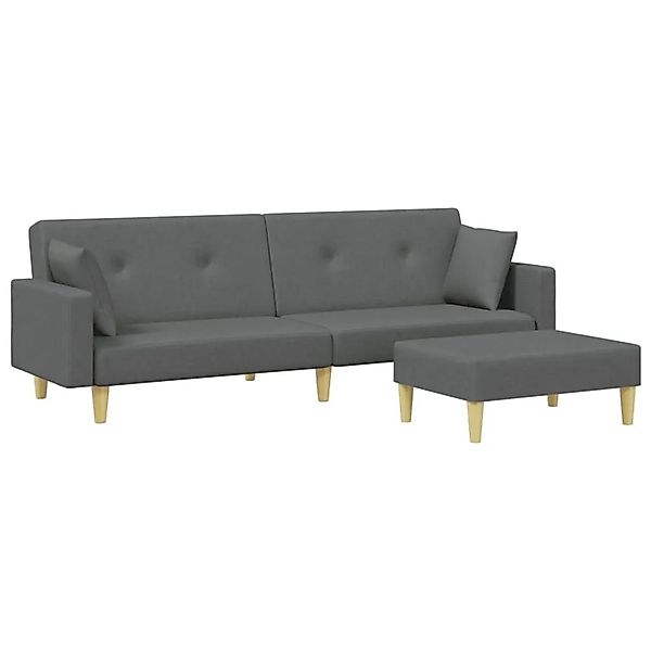 vidaXL Schlafsofa 2-Sitzer mit Fußhocker Dunkelgrau Stoff 3216241 günstig online kaufen
