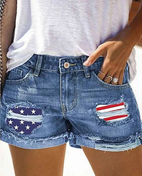 KIKI Jeansshorts Bedruckte zerrissene Denim-Shorts – Damen-Denim-Shorts – H günstig online kaufen