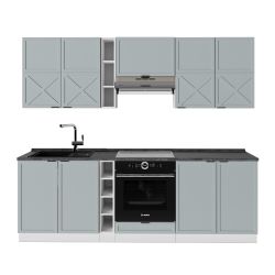 Vicco Küchenzeile Fame-Line, Hellblau-grau/Weiß/Weiß, 235 cm, günstig online kaufen