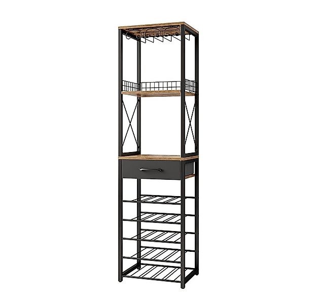 Vicco Weinregal Porto, Eiche rustikal/Schwarz, 40 x 147.5 cm mit Schublade günstig online kaufen