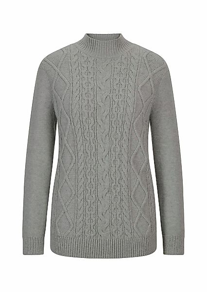 GOLDNER Strickpullover "Langarm Viskoseoberteil im Zopfmuster" Stehbund günstig online kaufen