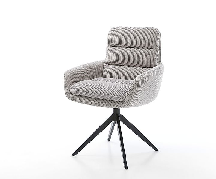 Esszimmerstuhl Abelia-Flex mit Armlehnen Cord Silbergrau Kreuzgestell breit günstig online kaufen