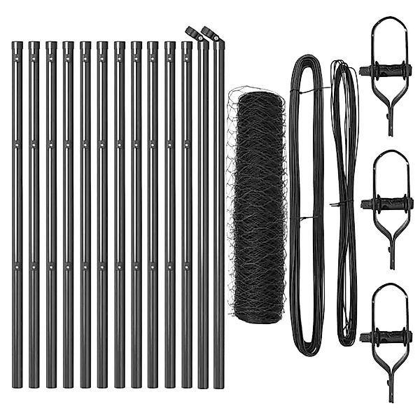 vidaXL Zaunpfosten Grau 25 x 0,4 m 50 mm Mesh Stahl und PVC 3352800 günstig online kaufen