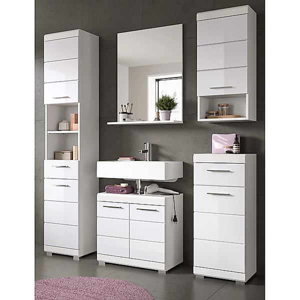 Inn.Furn Badmöbel Set 5-teilig in Weiß Hochglanz 164 cm Shawn günstig online kaufen
