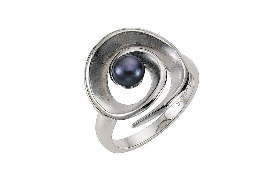 Zeeme Fingerring Silber 925 rhodiniert mit schwarzer Perle günstig online kaufen