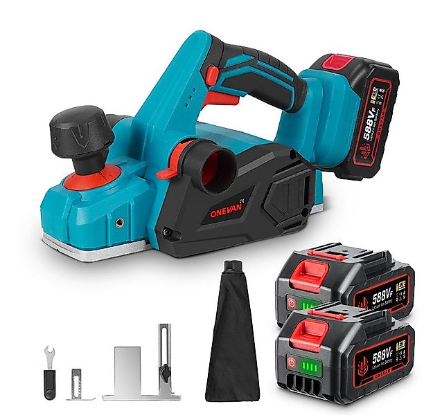 ONEVAN Akku-Elektrohobel 82mm Hobel 1.5mm Schnitttiefe Randhobel mit 2 x Ak günstig online kaufen