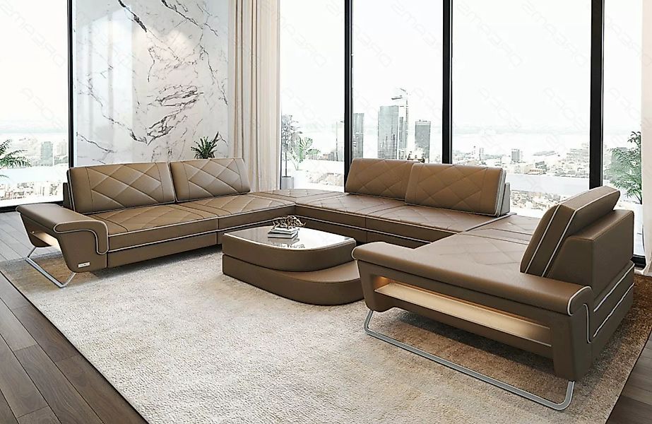 Sofa Dreams Sofa Design Ledersofa Rotello U Form Luxus Leder Sofa, Couch wa günstig online kaufen