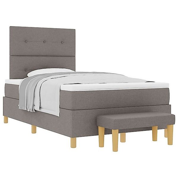 vidaXL Bett Boxspringbett mit Matratze & Bank Taupe 120x190 cm Stoff (2-tlg günstig online kaufen