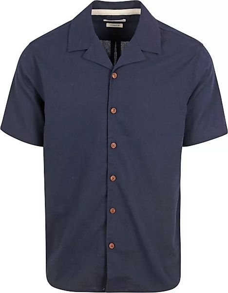 Anerkjendt Short Sleeve Hemd Leo Leinen Navy - Größe L günstig online kaufen