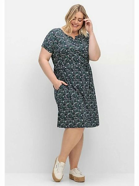 Sheego Jerseykleid "Große Größen", mit Blumenprint und Bindegürtel günstig online kaufen