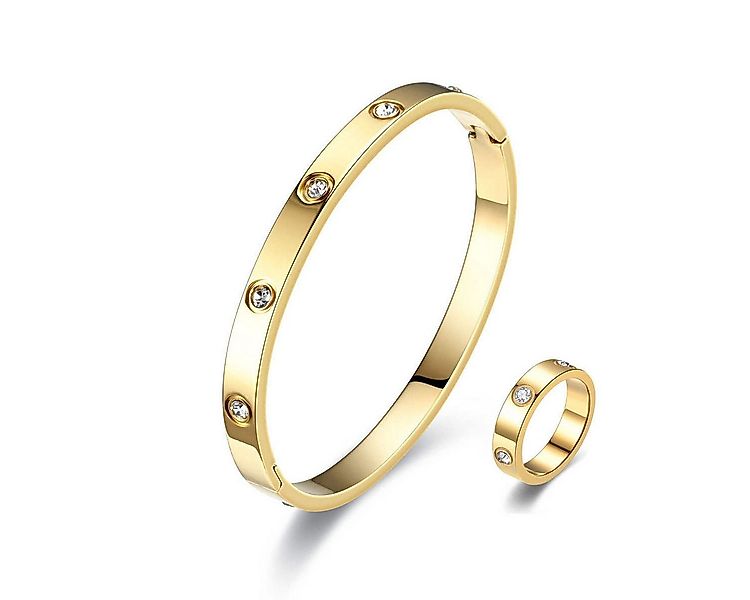 ROUGEMONT Schmuckset Damen Schmuckset Hochglanz Armreif und Ring 18K Gold W günstig online kaufen