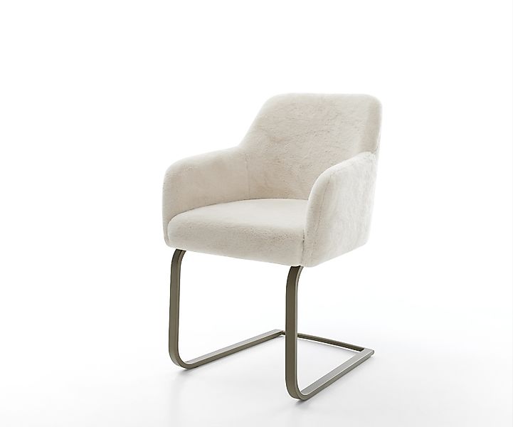 Freischwinger Greg-Flex Plüsch Creme-Weiß Freischwinger flach Effektfinish günstig online kaufen