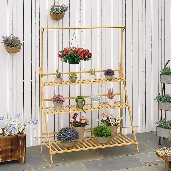 Outsunny Blumentreppe Holz großes Leiterregal mit einstellbarer Hängehöhe f günstig online kaufen