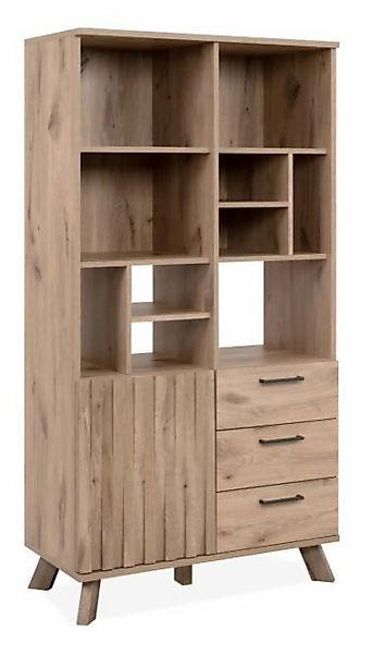 Finori Vitrine Highboard Kommode Wellington, 3D-Reliefoptik, Schwedeneiche günstig online kaufen