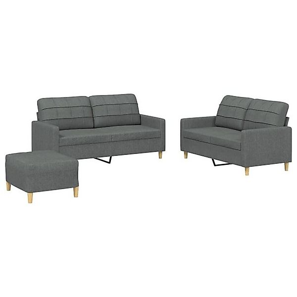 vidaXL Sofa, 3-tlg. Sofagarnitur mit Kissen Dunkelgrau Stoff günstig online kaufen