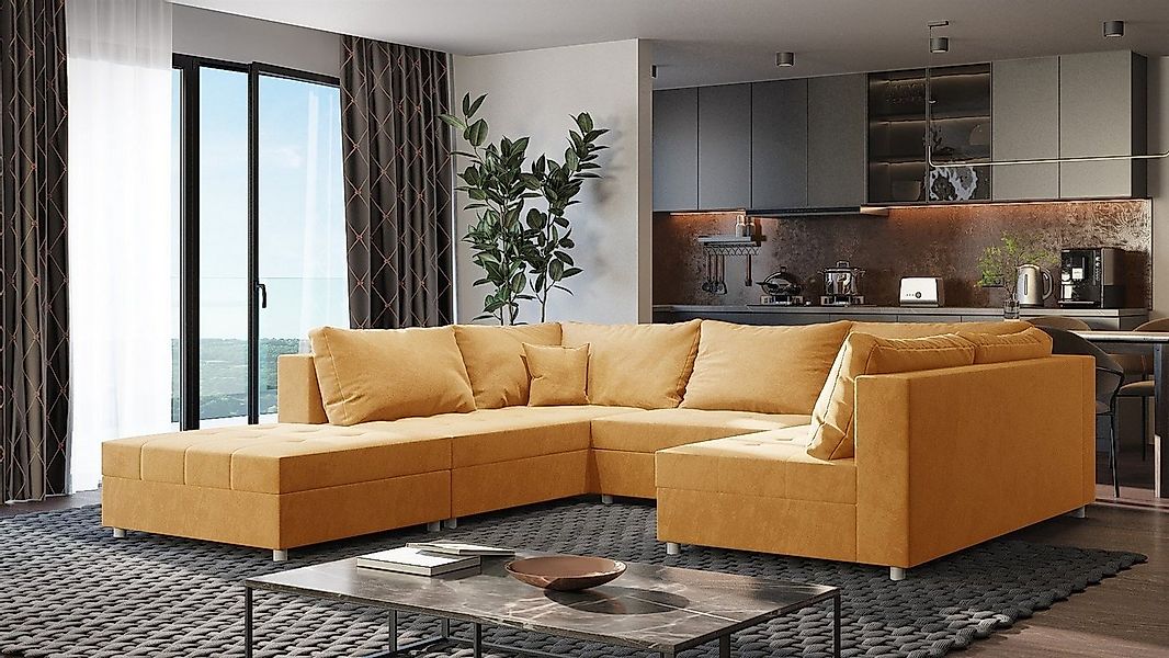 Fun Möbel Wohnlandschaft Sofa U-Form ANDRO, Inkl. Schlaffunktion, Bettkaste günstig online kaufen