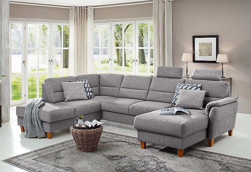 Home affaire Wohnlandschaft "Palmera U-Form, B: 308 cm" optional Bettfunkti günstig online kaufen