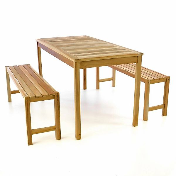VCM Garten-Essgruppe "3-tlg. Sitzgruppe Garten Tisch Bank Holz Teak" 3 tlg. günstig online kaufen