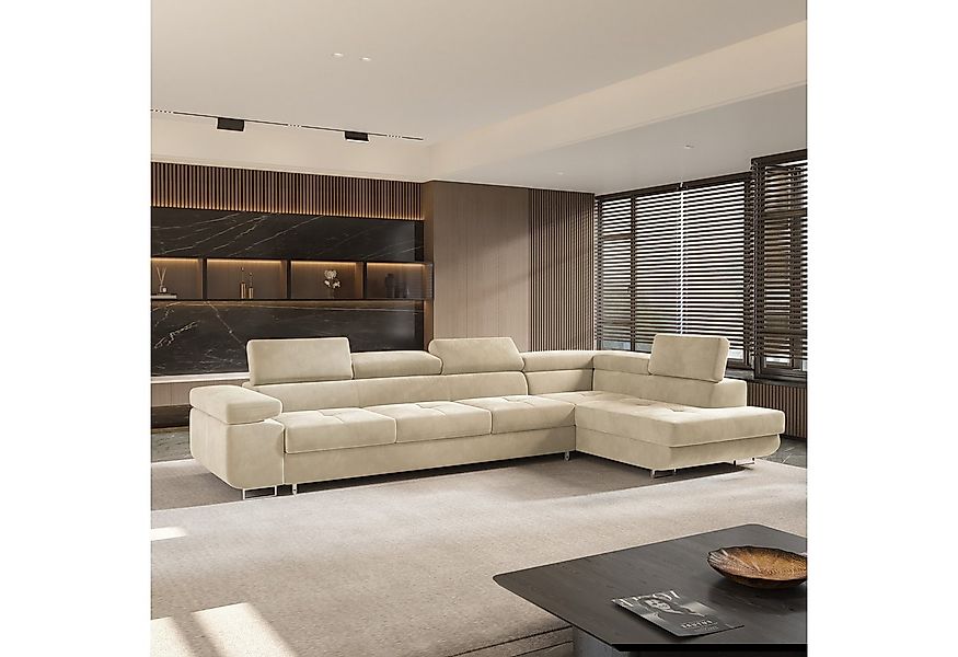 Masseno Ecksofa VICENTE mit Schlaffunktion L-Form, Sofa mit Bettkasten günstig online kaufen