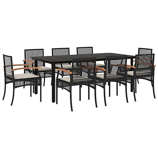 vidaXL 9-Tlg Garten-Essgruppe mit Kissen Schwarz Poly Rattan 3213609 günstig online kaufen