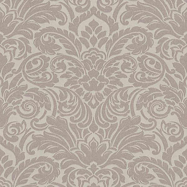 Bricoflor Ornament Tapete in Taupe Grau Elegante Vliestapete mit Flock Must günstig online kaufen