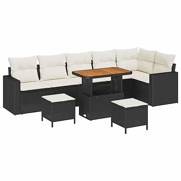 vidaXL Gartensofa-Set mit Kissen 11 Stk Schwarz und Creme Poly-Rattan 33635 günstig online kaufen