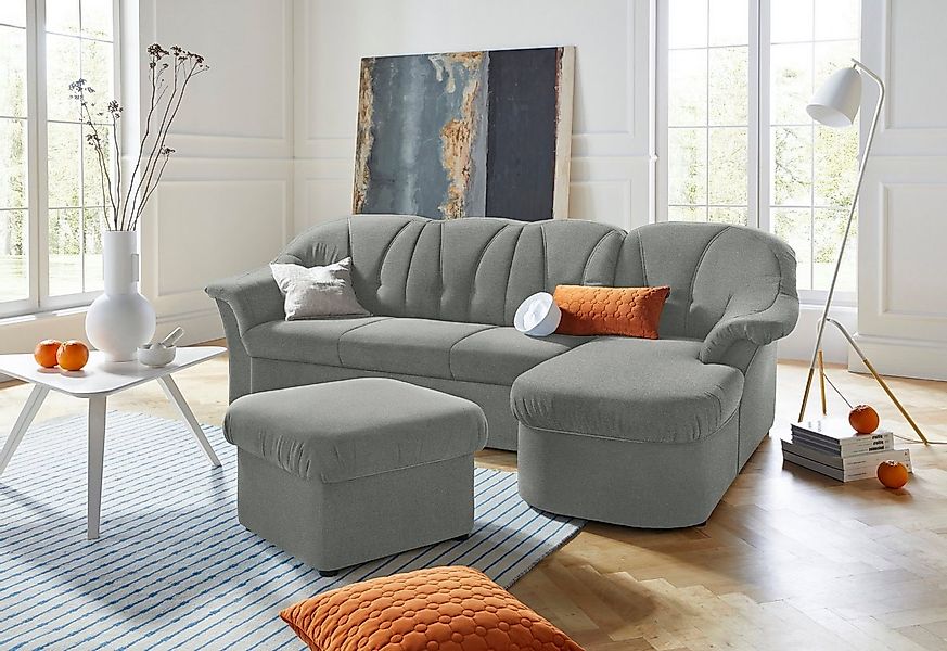DOMO collection Ecksofa "Pegnitz, elegante Rückensteppung, komfortabel, L-F günstig online kaufen