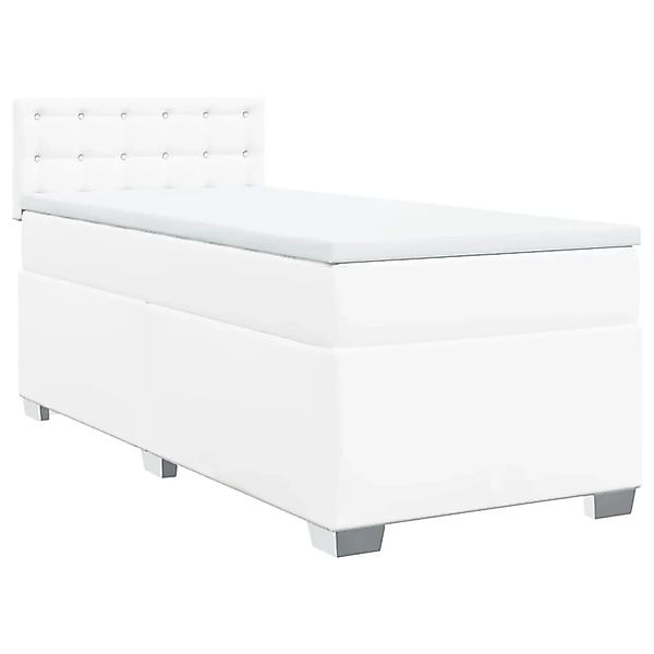 vidaXL Boxspringbett mit Matratze Weiß 90x200 cm Kunstleder 3286105 günstig online kaufen