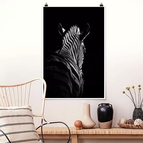 Poster Tiere - Hochformat Dunkle Zebra Silhouette günstig online kaufen