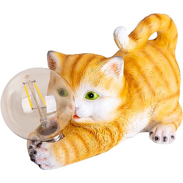 näve LED Solarleuchte Katze, LED fest integriert, Warmweiß, süße gestreifte günstig online kaufen