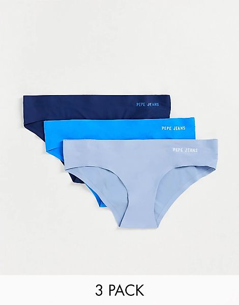 Pepe Jeans – Lucia – Verstärkte Slips in Marineblau und Blau im 3er-Pack-Gr günstig online kaufen