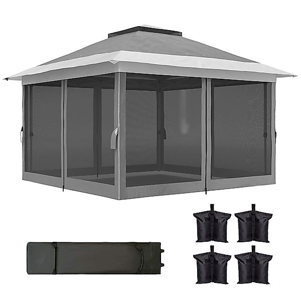 Outsunny Faltbares Pavillon 3,6x3,6 m mit Netzseiten, Höhenverstellbar und günstig online kaufen