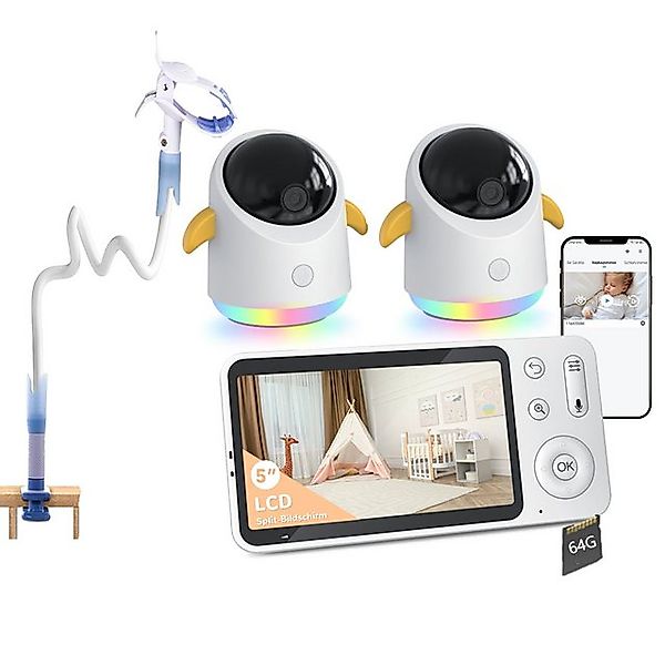 Boifun Babyphone 2K Babyphone mit 2 Kameras und App 5 Zoll WLAN Babyfone mi günstig online kaufen