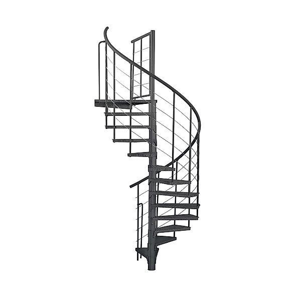 Minka Außentreppe Spino Zink Ø 180 cm Anthrazit Geschosshöhe bis 305 cm günstig online kaufen