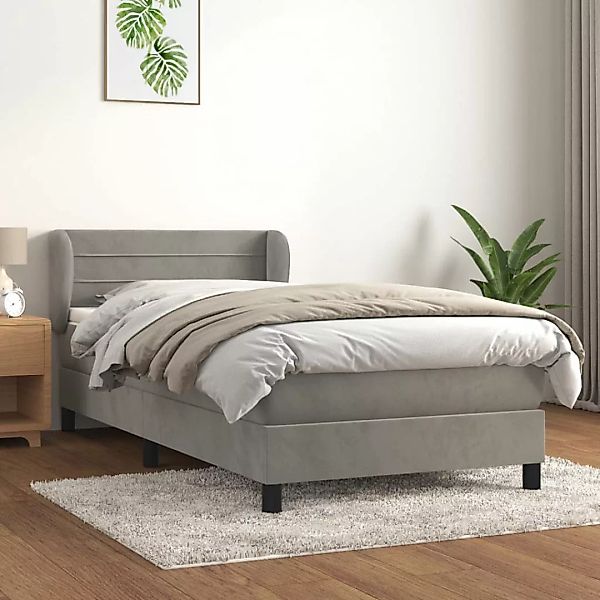 Vidaxl Boxspringbett Mit Matratze Hellgrau 100x200 Cm Samt günstig online kaufen