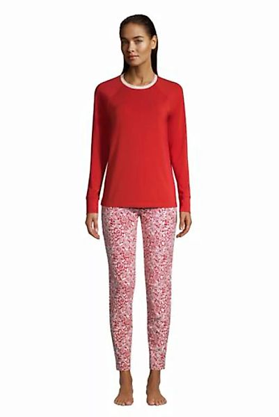 Schmal geschnittenes Pyjama-Set, Damen, Größe: 48-50 Normal, Rot, Jersey, b günstig online kaufen
