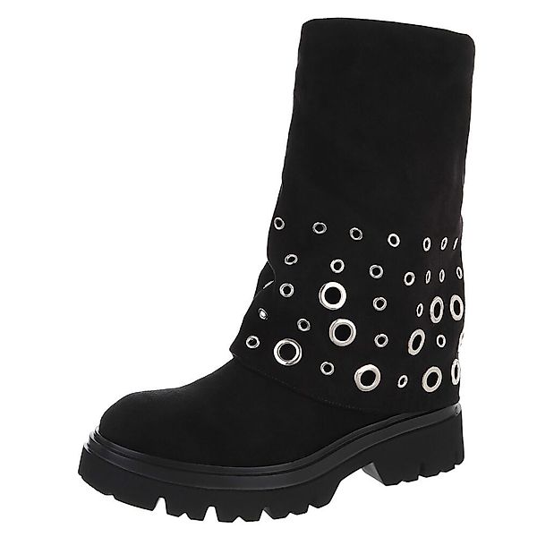 Ital-Design Modische Damenstiefel mit Ösen und günstig online kaufen