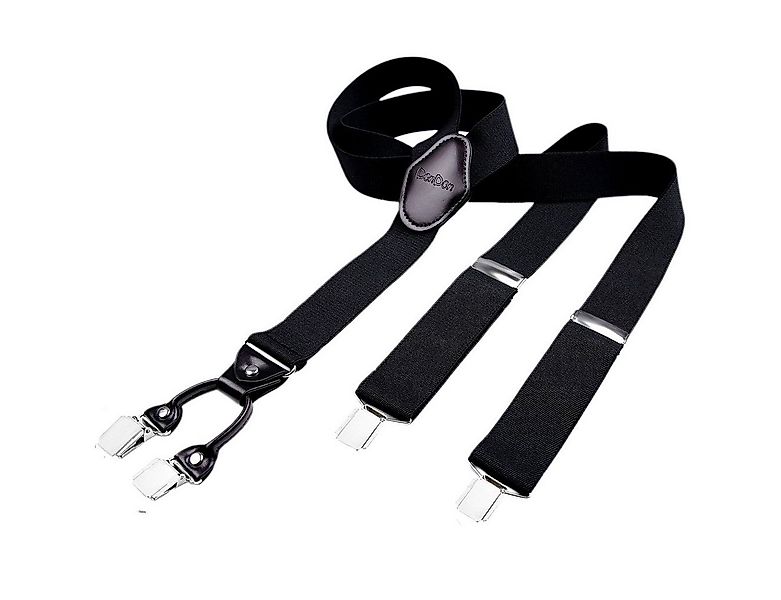 DonDon Hosenträger für Herren 3,5 cm breit 4 Clips mit braunem Leder längen günstig online kaufen