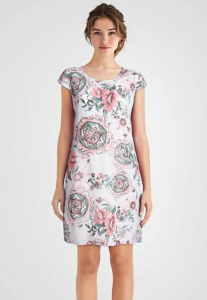 PEKIVESSA Sommerkleid Leinenkleid knielang kurzarm (A-Linie, 1-tlg) mit flo günstig online kaufen