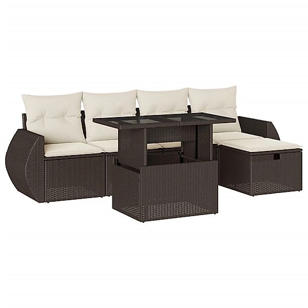 vidaXL 6-Tlg Garten-Sofagarnitur mit Kissen Braun Poly Rattan 3275133 günstig online kaufen