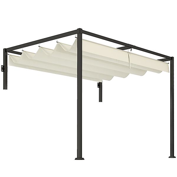 Outsunny Wand-Pergola/Gazebo 3x2 m mit einziehbarem Dach, Ablauflöchern, Er günstig online kaufen