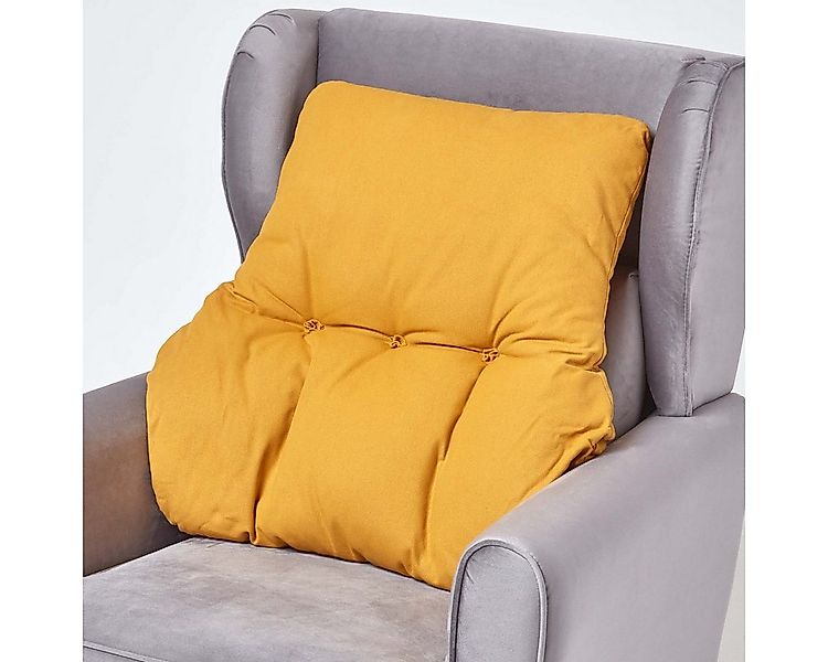 Homescapes Sitzkissen Rückenkissen senfgelb – Rückenstützkissen 68 x 58 cm günstig online kaufen
