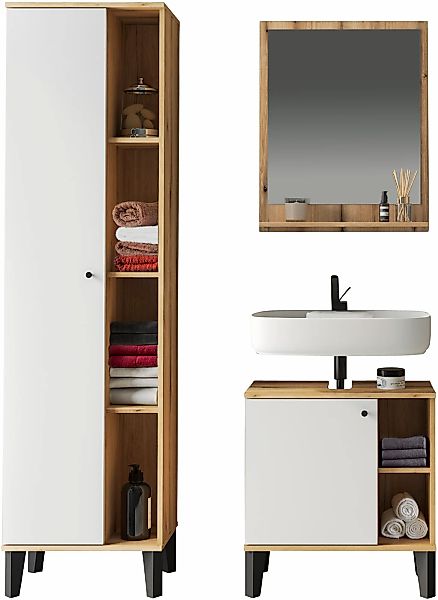 INOSIGN Badmöbel-Set "OSLO, Bad im skandinavischen Design" Set, 3 Stk. tlg. günstig online kaufen