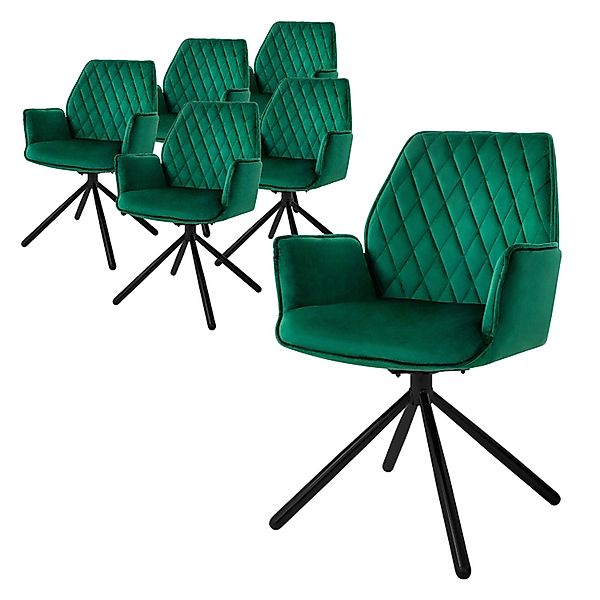ML-Design Esszimmerstühle 6Er Set Samt Dunkelgrün mit Arm Rückenlehne Drehs günstig online kaufen