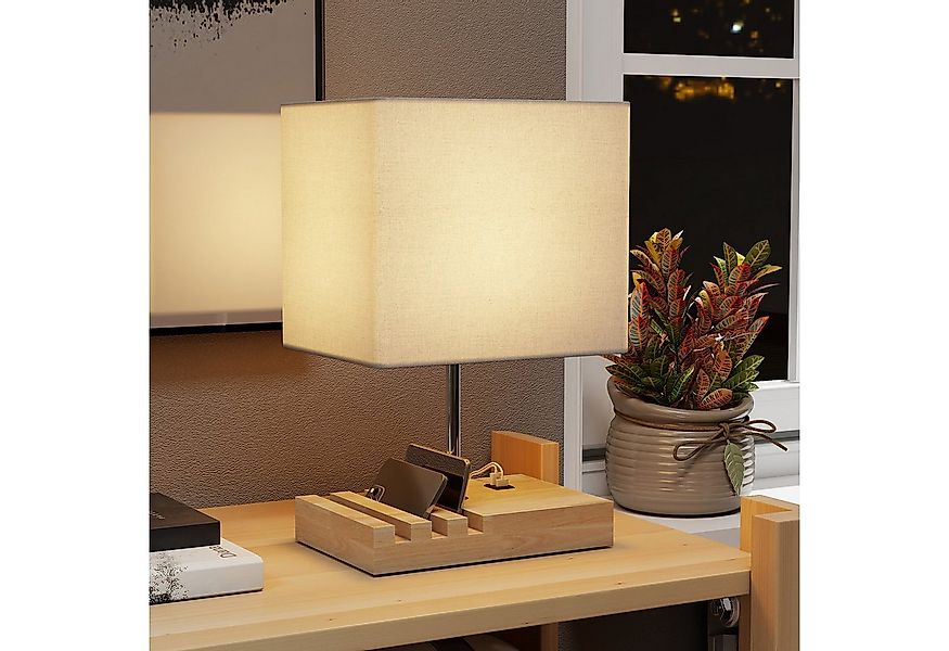 HOMCOM Tischleuchte mit USB-Anschlüsse, Wippschalter, Ein-,Ausschalter, ohn günstig online kaufen