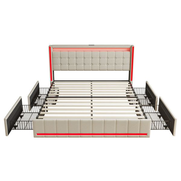 Furnishings Home Polsterbett LED Doppelbett Stauraumbett günstig online kaufen