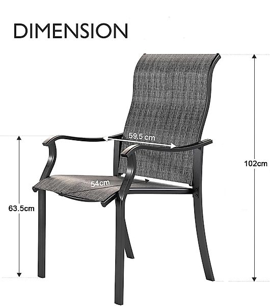 UDPATIO Gartenstuhl Gartenstühle 2/4er Set, Hochlehner günstig online kaufen