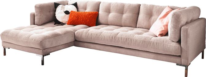 Trends by HG Ecksofa "Landau L-Form" in Cord-Stoff mit Metallfuß günstig online kaufen